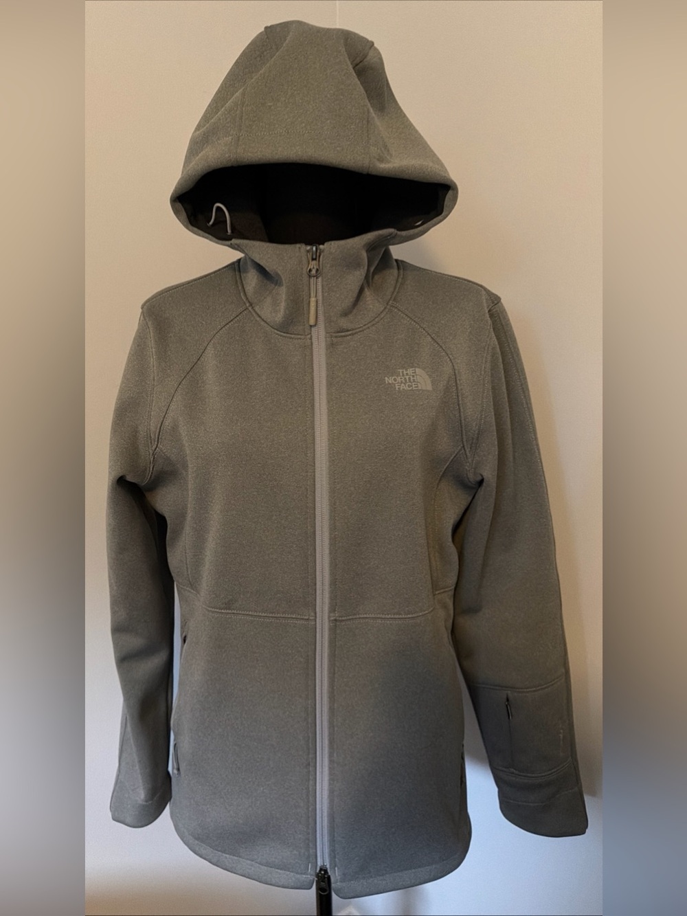 The North Face Womens Windwall Hooded Outdoor Jacket Coat Gray Size Medium